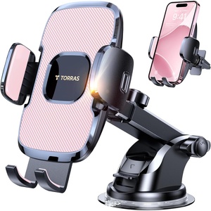TORRAS Ultra-Durable Phone Holders for Your Car【96+LBS Strongest Suction】 Car Phone Holder Mount, Safety Certs Cell Phone Car Mount Truck for Dashboard Windshield Vent for iPhone 17 16 15 14 Pro Max(Pink)