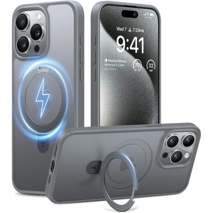 TORRAS for iPhone 16 Pro Max Case Clear with Stand, [Fit for MagSafe][Shockproof Military Grade Protection] Slim Magnetic Phone Case for iPhone 16 Pro Max 6.9″ 2024, Clear(Natural Titanium)