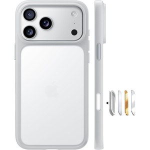 TORRAS for iPhone 17 Pro Case, Beyond Military-Grade Protection, Camera Control Button, DIY Buttons, Translucent Matte Slim Thin Shockproof Hard Back Anti-Scratch case for iPhone 17 Pro, Deep Blue(Silver White-17Pro)