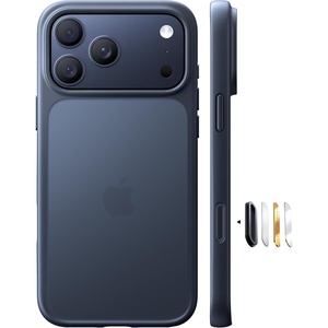 TORRAS for iPhone 17 Pro Case, Beyond Military-Grade Protection, Camera Control Button, DIY Buttons, Translucent Matte Slim Thin Shockproof Hard Back Anti-Scratch case for iPhone 17 Pro, Deep Blue(Black-17Pro)