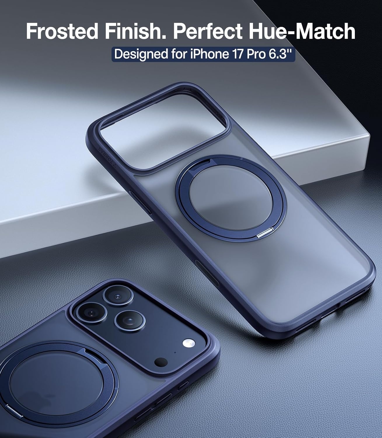 image:imageTORRAS 360 Rotatable Ring for iPhone 14 Pro Max Phone Case Compatible with Magsafe with Stand Magnetic Ring Holder Military Grade Shockproof Translucent Back Slim Ostand R ClearBlue