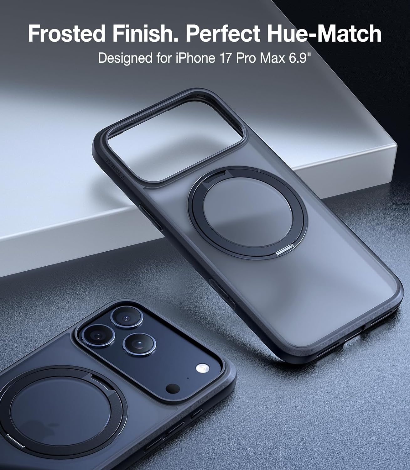 image:imageTORRAS 360 Rotatable Ring for iPhone 14 Pro Max Phone Case Compatible with Magsafe with Stand Magnetic Ring Holder Military Grade Shockproof Translucent Back Slim Ostand R ClearBlack