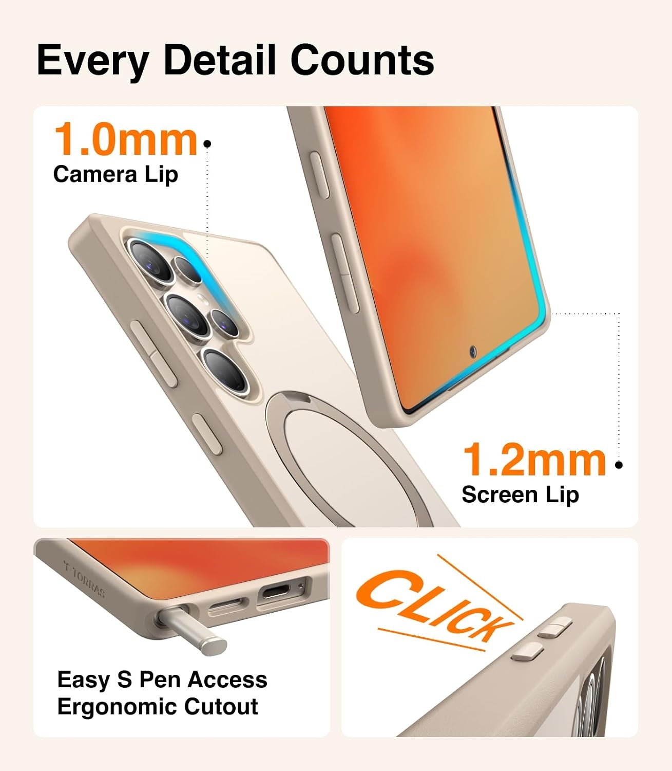 image:imageTORRAS 360Spin Magnetic Stand for Samsung Galaxy S24 Ultra Case Compatible with Magsafe Shockproof Military Grade Protective Slim Galaxy S24 Ultra Phone Case with Kickstand amp Ring Holder PurpleS25 UltraDune
