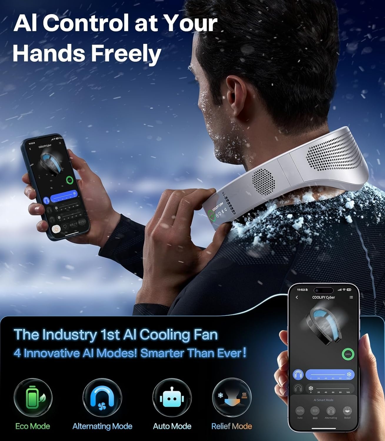 image:imageTORRAS COOLiFY 2025 Cyber AI Neck Air Conditioner Ultimate Immersive Cooling Portable Neck Fan No1 Coolest amp Max Cooling Are Neck Fans that Blow Cold Air 6000 mah Rechargeable for GiftIvory