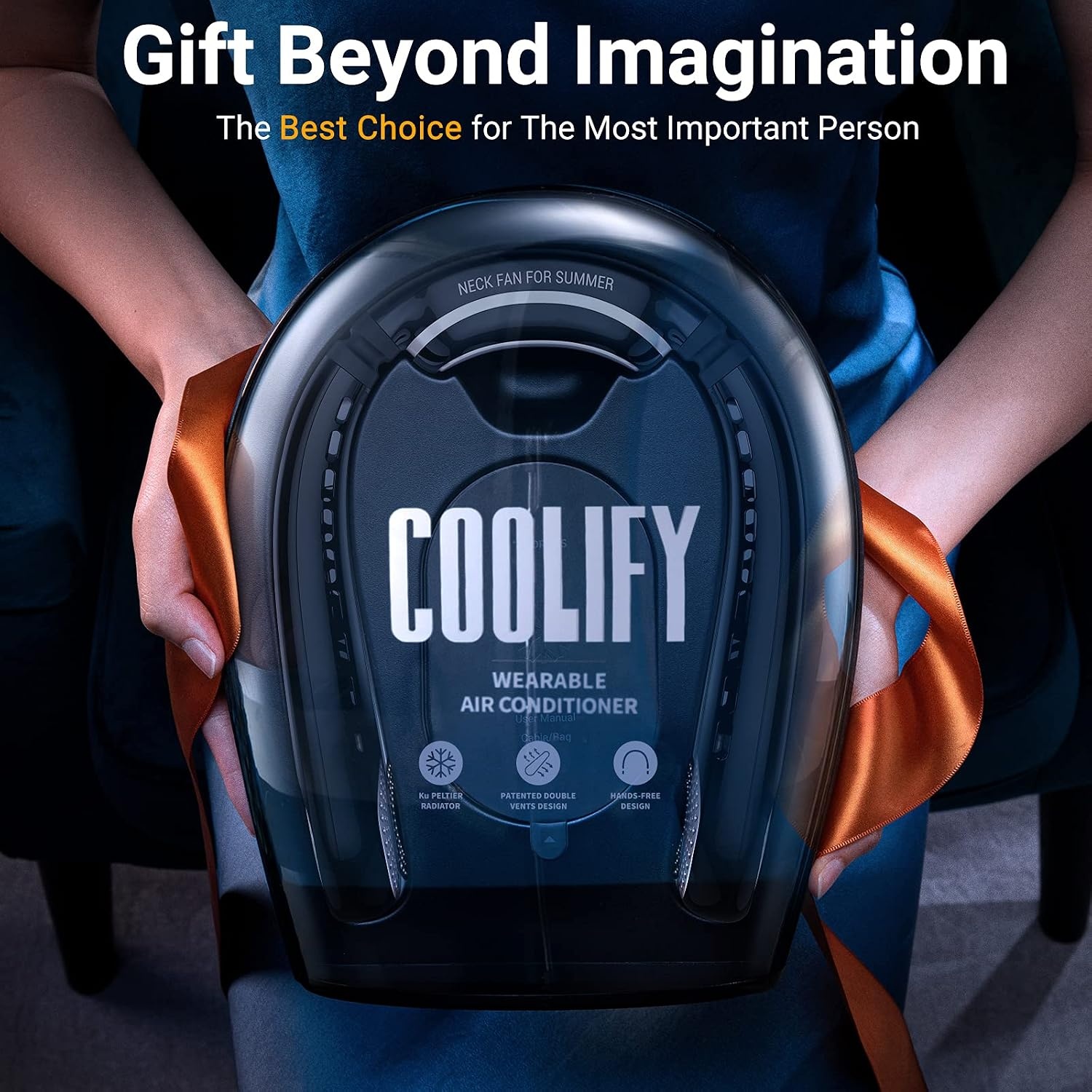 image:imageTORRAS Coolify Portable Neck Fan Air Conditioner Rechargeable Hands Free Semiconductor Cooling Bladeless Fan Leafless Mini USB for OutdoorHomeOffice 3 Speeds Brilliant BlackObsidian