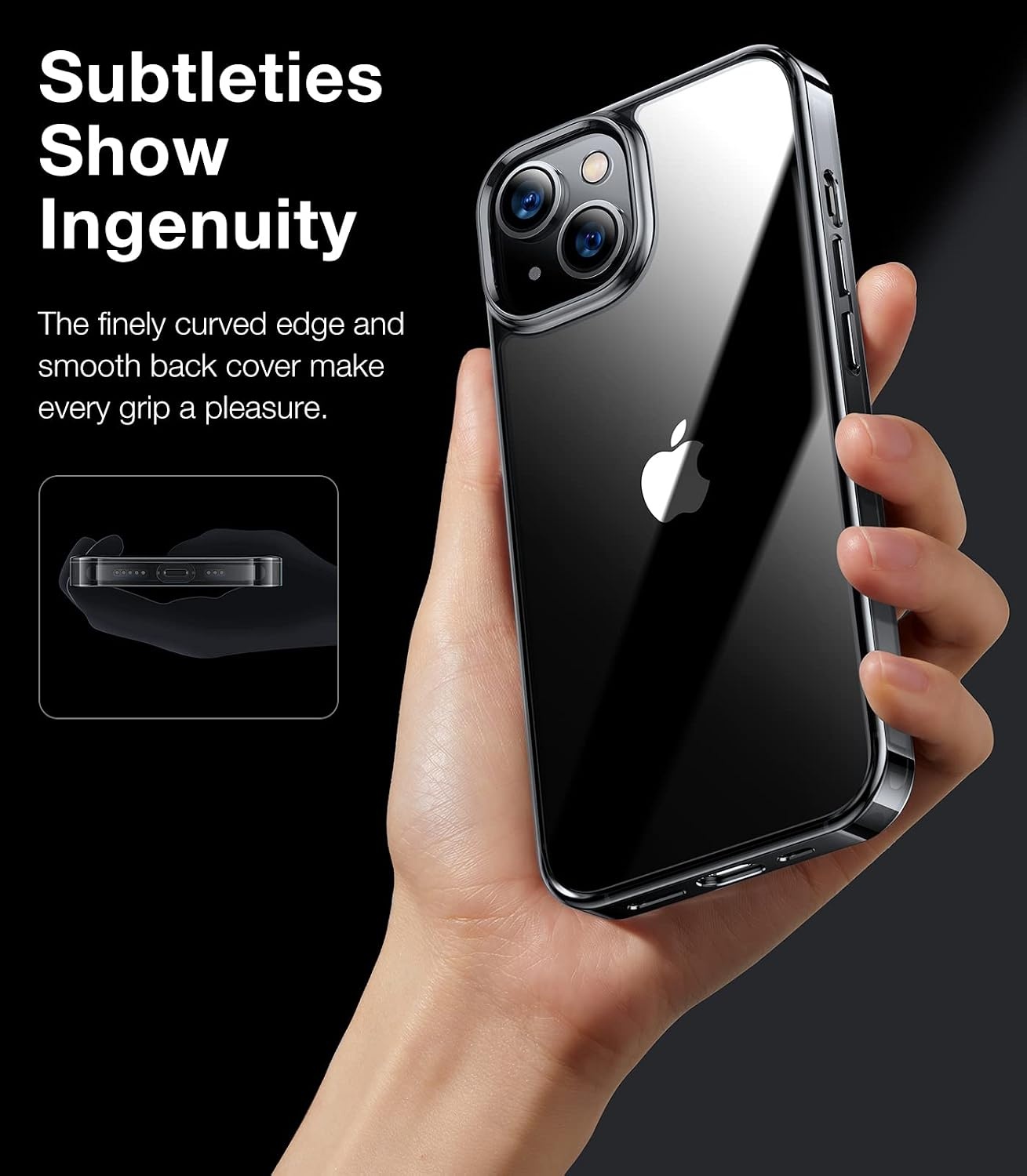image:imageTORRAS Diamond Clear Case for iPhone 15 Plus amp iPhone 14 Plus AntiYellowing Military Grade Protection Shockproof Hard Back Slim Case 67 Black