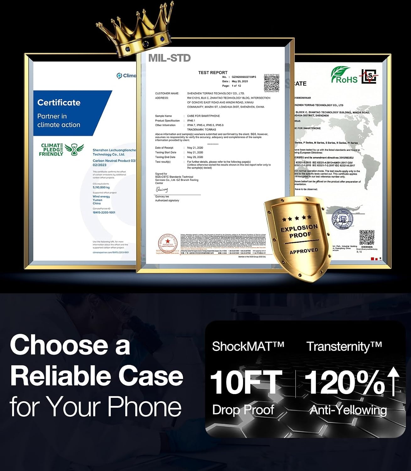 image:imageTORRAS Diamond Clear for iPhone 14 Pro Max Case AntiYellowing 12FTMilGrade Drop Protection Shockproof Slim Protective Hard Back Soft Bumper with Airbag for iPhone 14 ProMax Case Crystal Clear