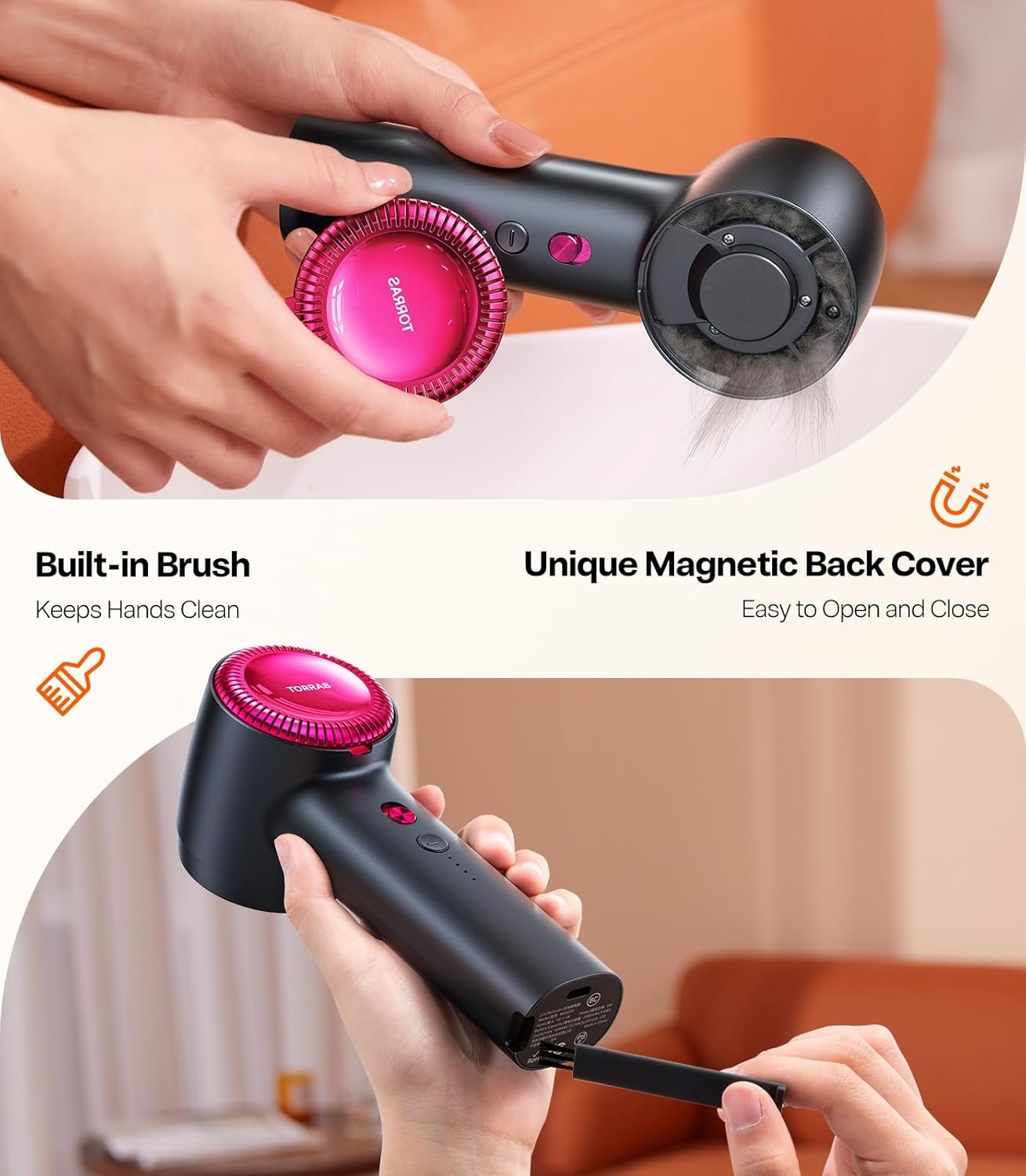 image:imageTORRAS DualHead Fabric Shaver Longest Durability amp 50ml Large Capacity Rechargeable Lint Removers to Remove Pills 6Leaf Blades Defuzzer Electric Shaver for Clothes Couch Furniture BlueBlack
