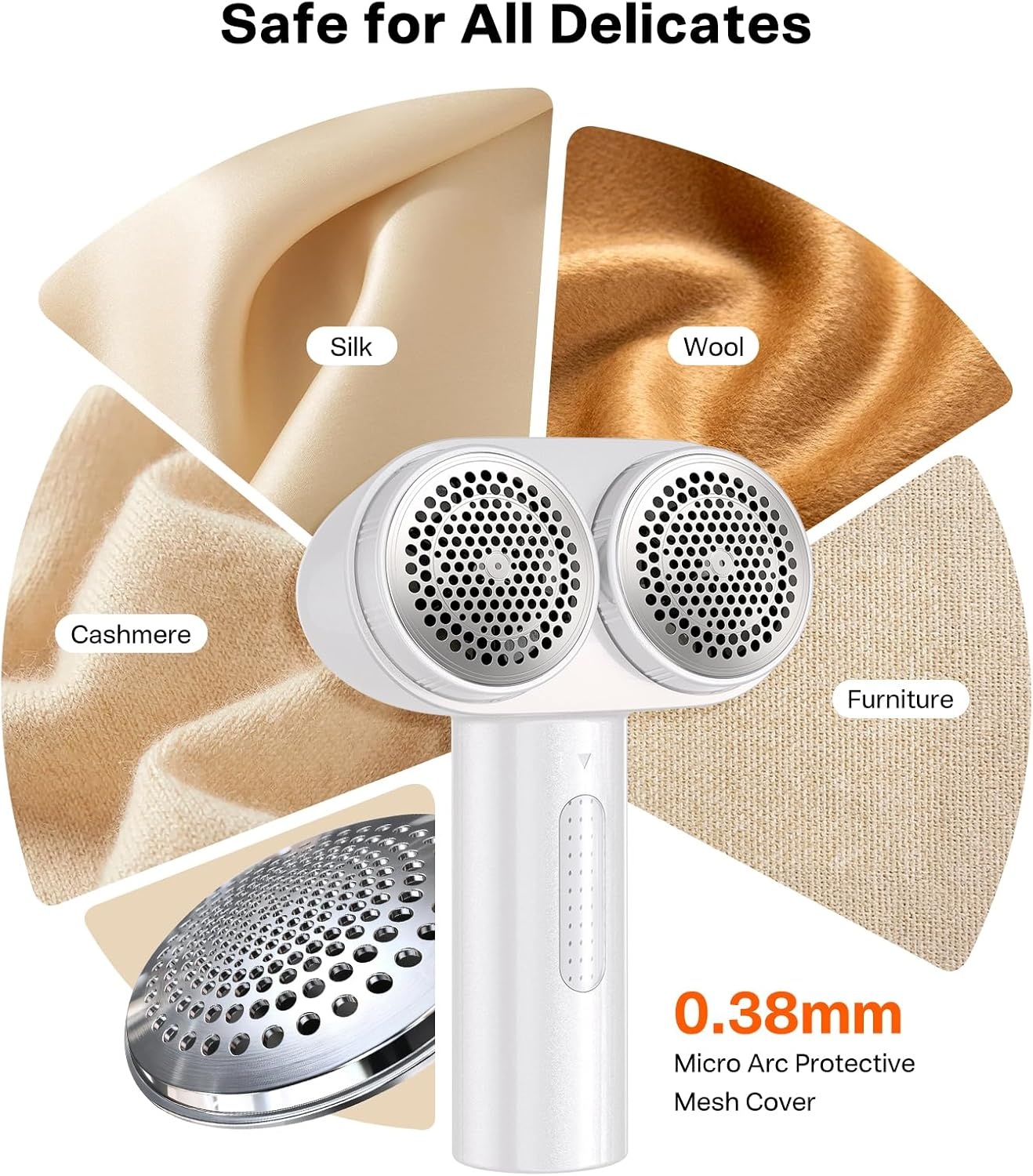 image:imageTORRAS DualHead Fabric Shaver Longest Durability amp 50ml Large Capacity Rechargeable Lint Removers to Remove Pills 6Leaf Blades Defuzzer Electric Shaver for Clothes Couch Furniture BlueWhite