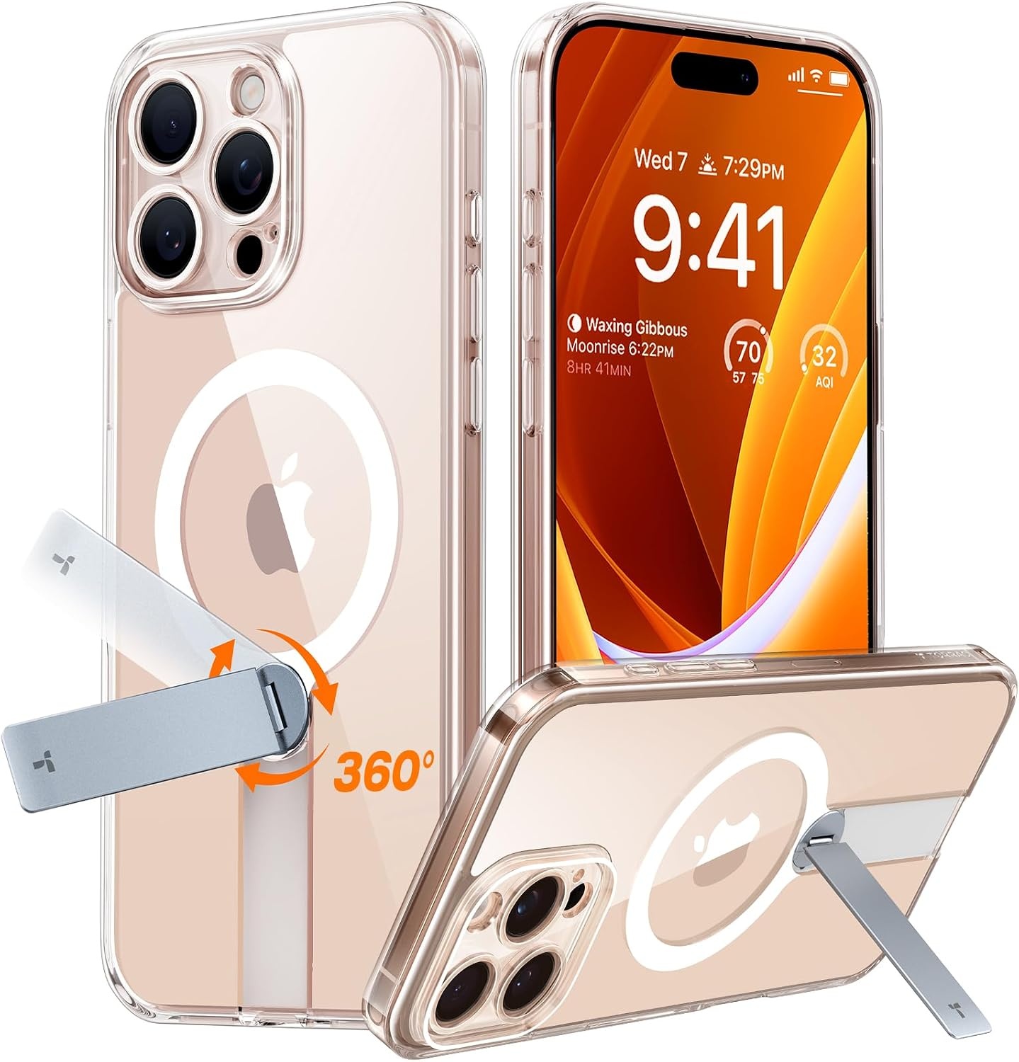 image:imageTORRAS Magnetic 360Stand Case for iPhone 16 Case Full Camera Protection Fit for MagSafe16FT MilGrade Drop Protection Slim Frosted Case for 16 iPhone Phone Case with Kickstand 61 BlackClear
