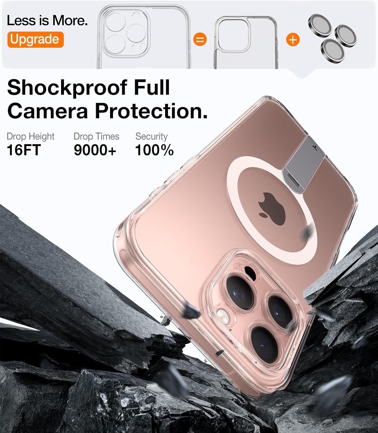 image:imageTORRAS Magnetic 360Stand Case for iPhone 16 Case Full Camera Protection Fit for MagSafe16FT MilGrade Drop Protection Slim Frosted Case for 16 iPhone Phone Case with Kickstand 61 BlackClear