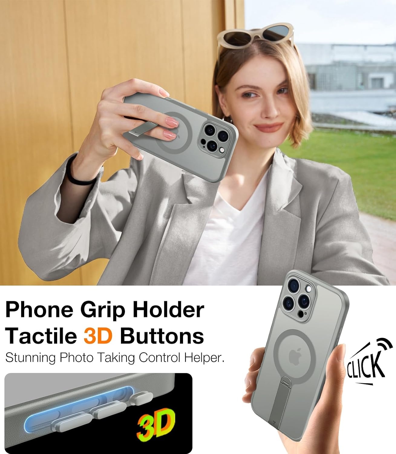 image:imageTORRAS Magnetic 360Stand Case for iPhone 16 Case Full Camera Protection Fit for MagSafe16FT MilGrade Drop Protection Slim Frosted Case for 16 iPhone Phone Case with Kickstand 61 BlackNatural Titanium