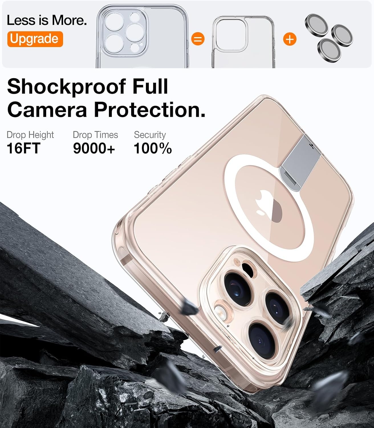 image:imageTORRAS Magnetic 360Stand Case for iPhone 16 Case Full Camera Protection Fit for MagSafe16FT MilGrade Drop Protection Slim Frosted Case for 16 iPhone Phone Case with Kickstand 61 BlackClear