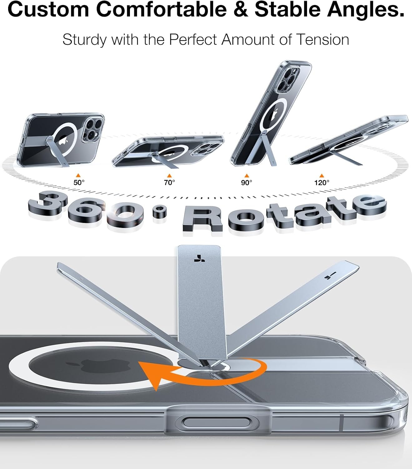 image:imageTORRAS Magnetic 360Stand Case for iPhone 16 Case Full Camera Protection Fit for MagSafe16FT MilGrade Drop Protection Slim Frosted Case for 16 iPhone Phone Case with Kickstand 61 BlackClear