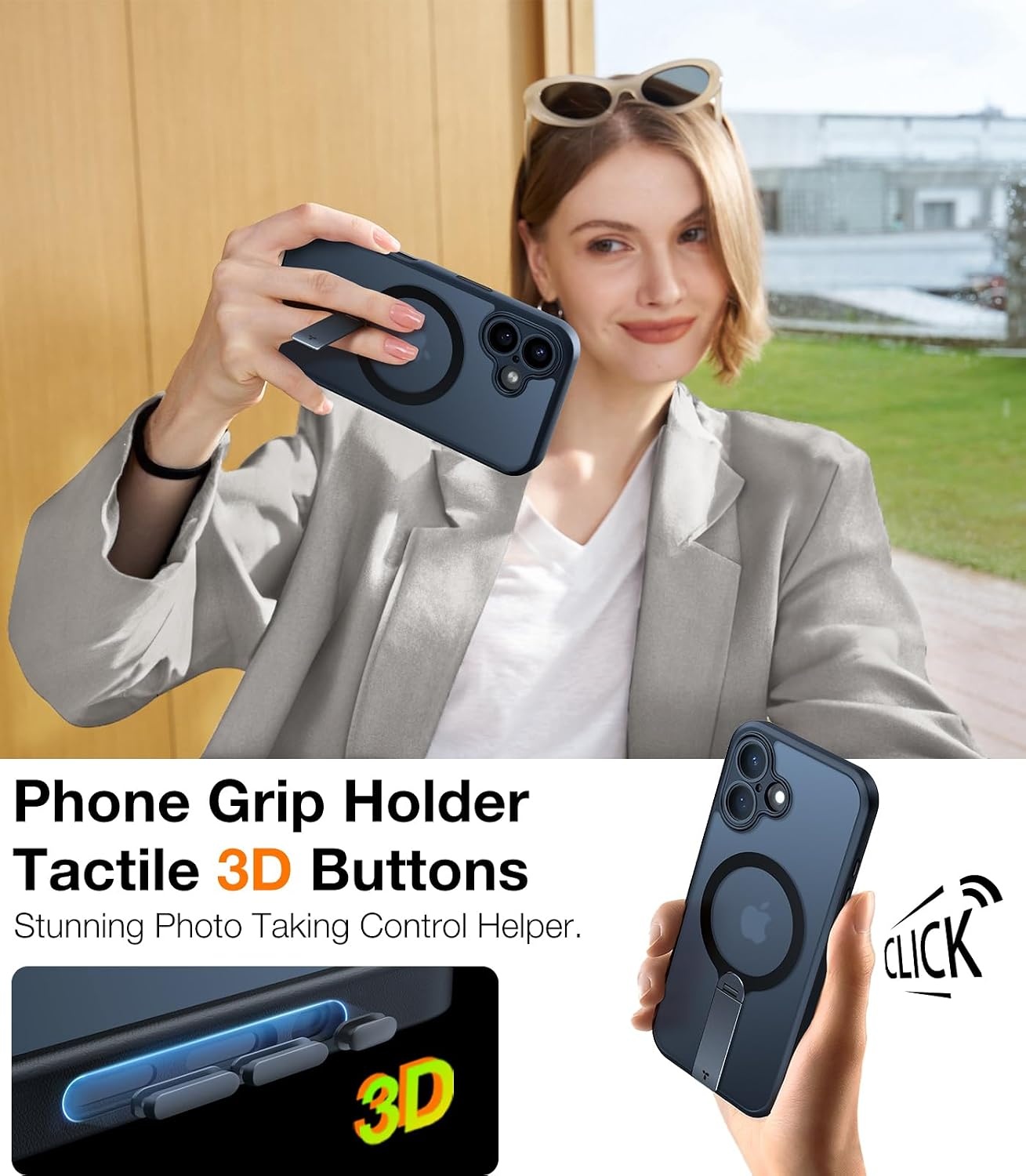 image:imageTORRAS Magnetic 360Stand Case for iPhone 16 Case Full Camera Protection Fit for MagSafe16FT MilGrade Drop Protection Slim Frosted Case for 16 iPhone Phone Case with Kickstand 61 BlackBlack