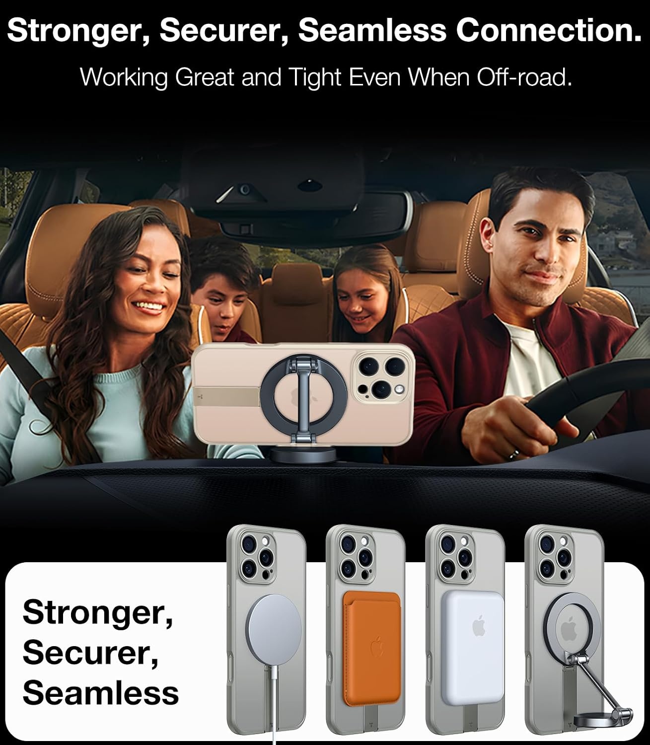 image:imageTORRAS Magnetic 360Stand Case for iPhone 16 Case Full Camera Protection Fit for MagSafe16FT MilGrade Drop Protection Slim Frosted Case for 16 iPhone Phone Case with Kickstand 61 BlackNatural Titanium