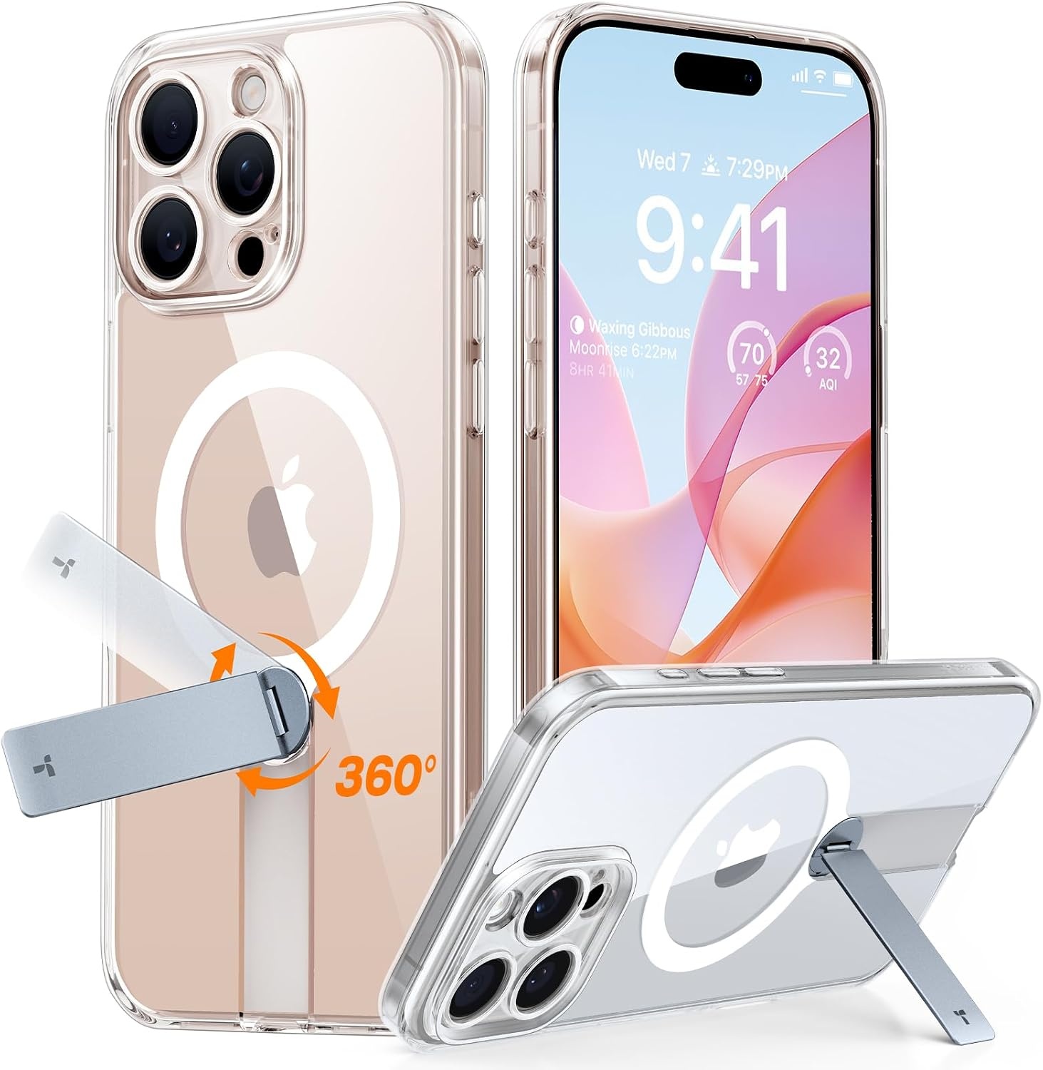 image:imageTORRAS Magnetic 360Stand Case for iPhone 16 Case Full Camera Protection Fit for MagSafe16FT MilGrade Drop Protection Slim Frosted Case for 16 iPhone Phone Case with Kickstand 61 BlackClear
