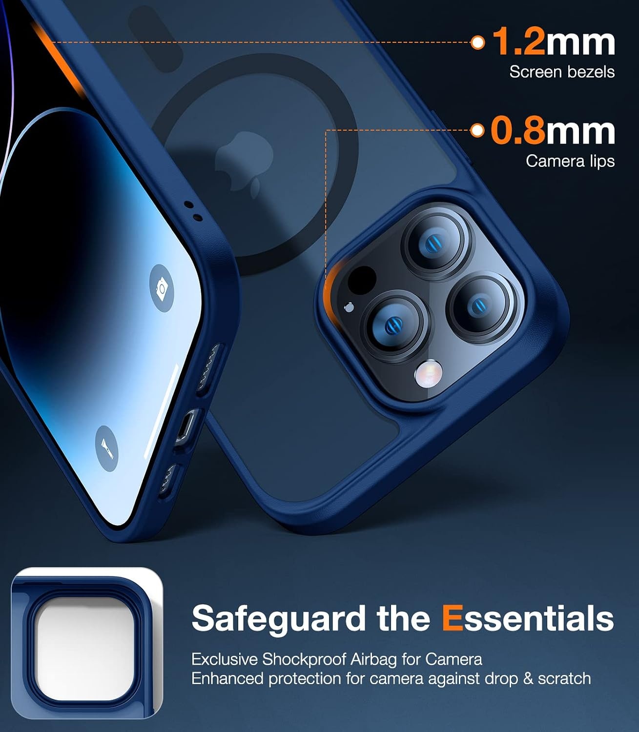 image:imageTORRAS Magnetic Designed for iPhone 12 Pro Max Case Military Grade Drop Tested Compatible with MagSafe Shockproof Translucent Hard Back Soft Slim Protective Case for iPhone 12 Pro Max Blue