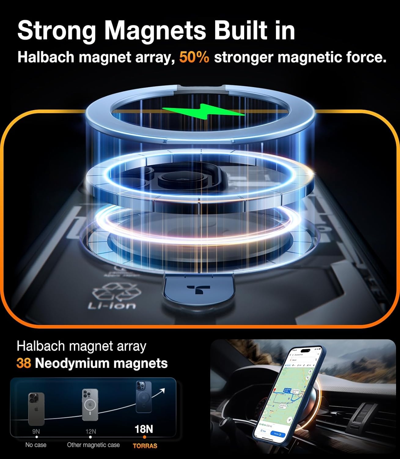 image:imageTORRAS Magnetic Kickstand for iPhone 13 iPhone 14 Case Compatible with MagSafeSturdy amp Versatile Stand MilitaryGrade Shockproof Translucent Slim Protective AntiFingerprint AntiScratch BlackNavy Blue