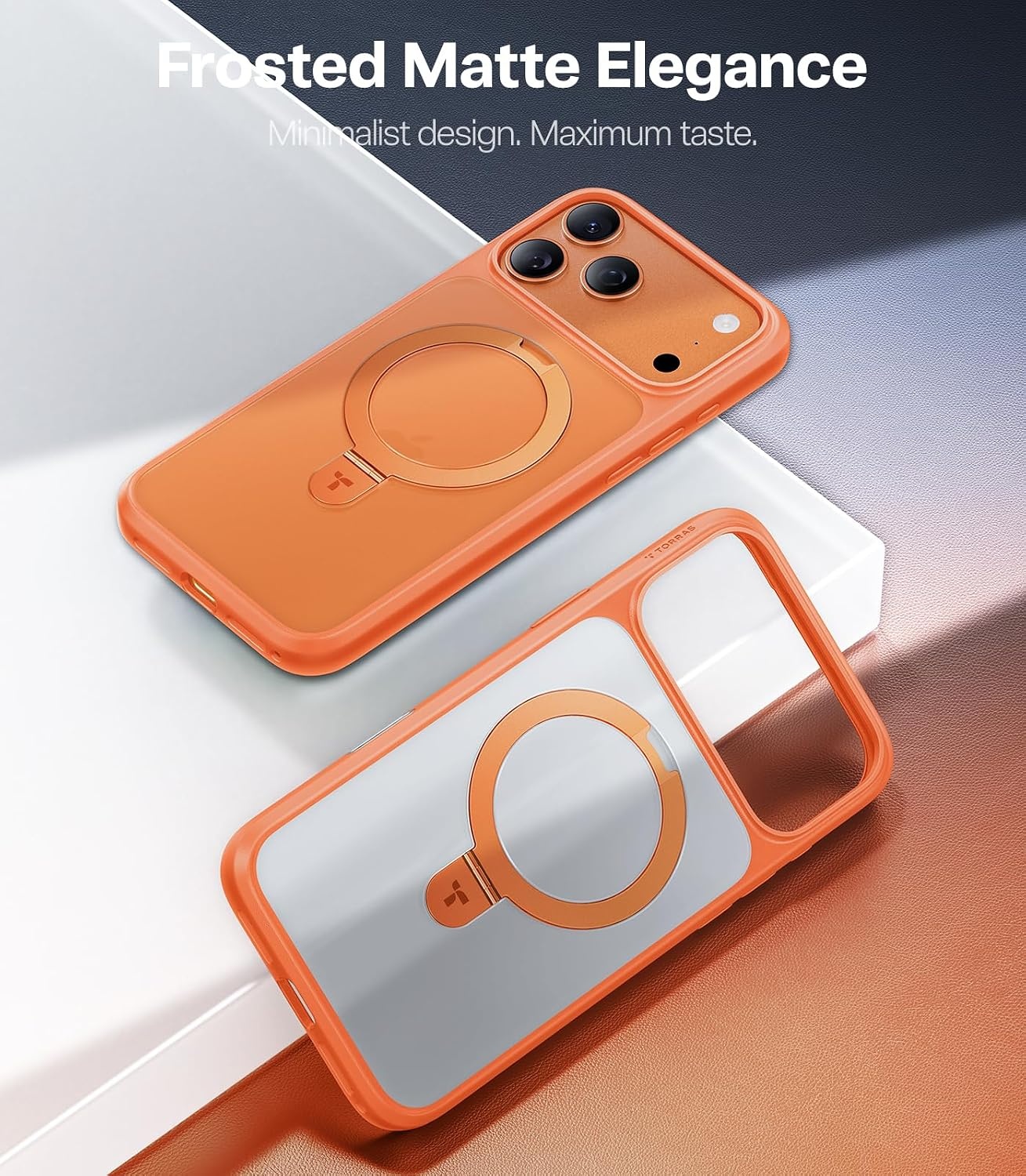 image:imageTORRAS Magnetic Kickstand for iPhone 13 iPhone 14 Case Compatible with MagSafeSturdy amp Versatile Stand MilitaryGrade Shockproof Translucent Slim Protective AntiFingerprint AntiScratch BlackCosmic Orange