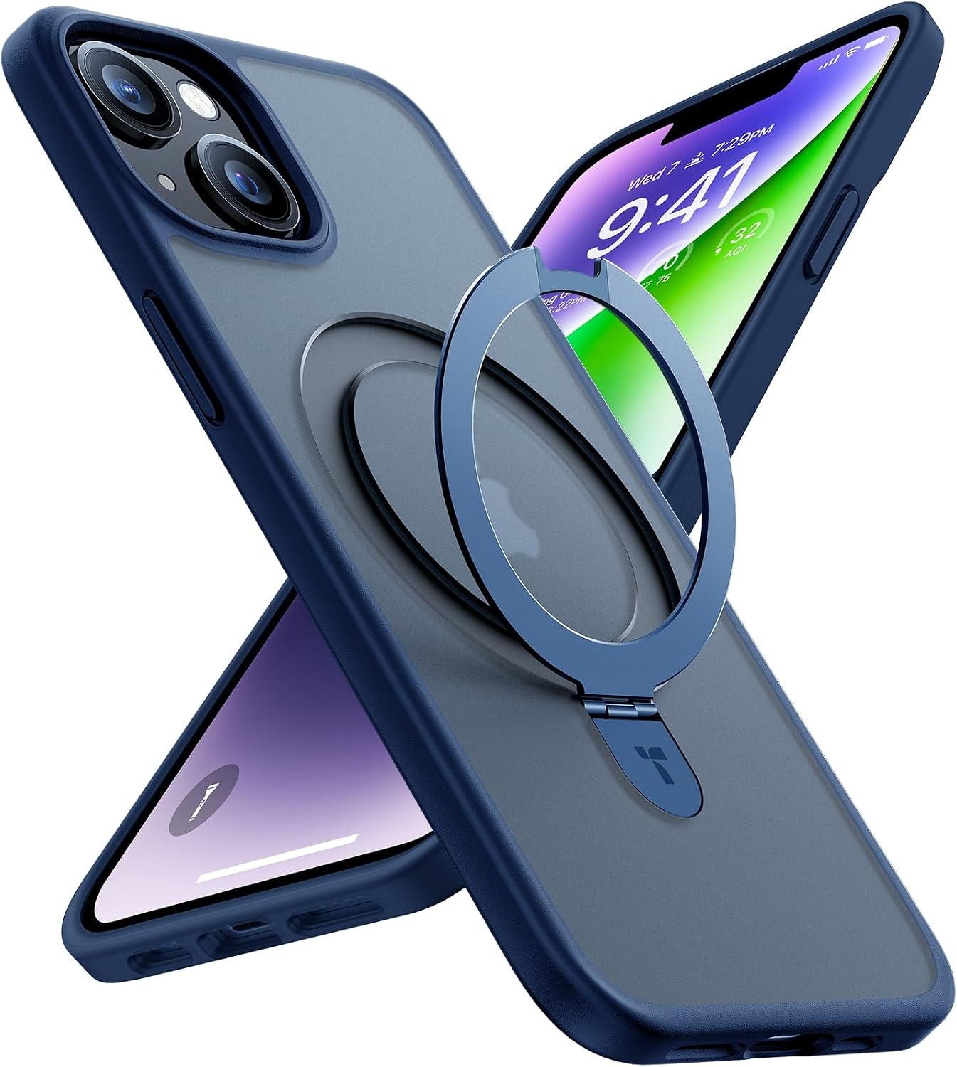 image:imageTORRAS Magnetic Kickstand for iPhone 13 iPhone 14 Case Compatible with MagSafeSturdy amp Versatile Stand MilitaryGrade Shockproof Translucent Slim Protective AntiFingerprint AntiScratch BlackNavy Blue