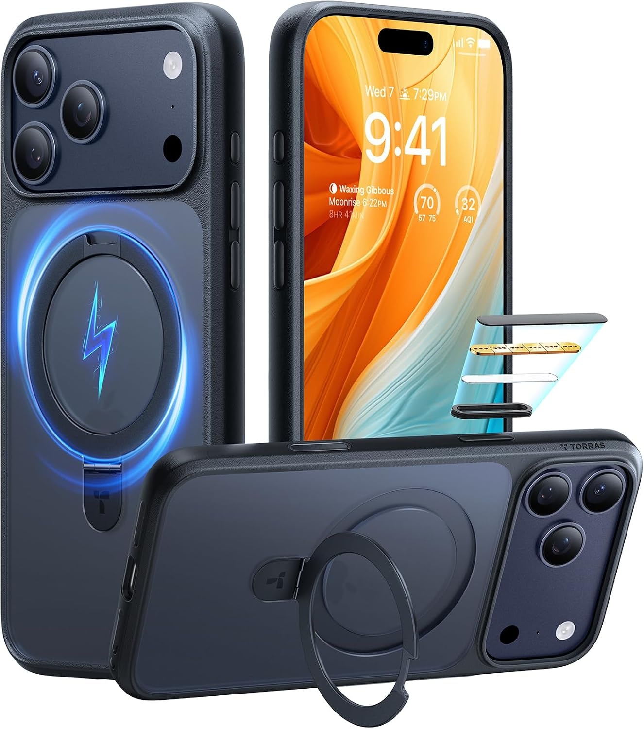 image:imageTORRAS Magnetic Kickstand for iPhone 13 iPhone 14 Case Compatible with MagSafeSturdy amp Versatile Stand MilitaryGrade Shockproof Translucent Slim Protective AntiFingerprint AntiScratch BlackBlack