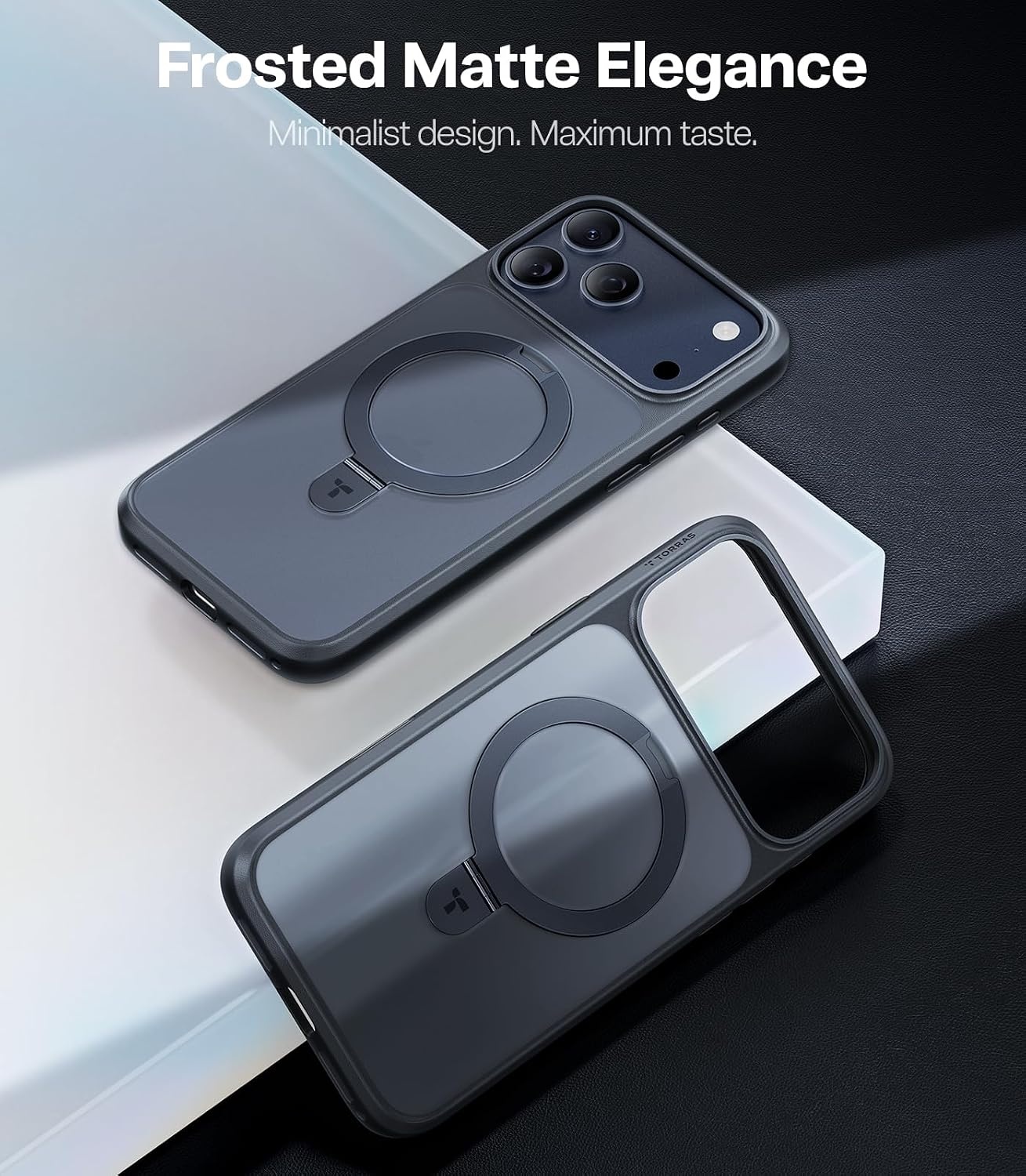 image:imageTORRAS Magnetic Kickstand for iPhone 13 iPhone 14 Case Compatible with MagSafeSturdy amp Versatile Stand MilitaryGrade Shockproof Translucent Slim Protective AntiFingerprint AntiScratch BlackBlack