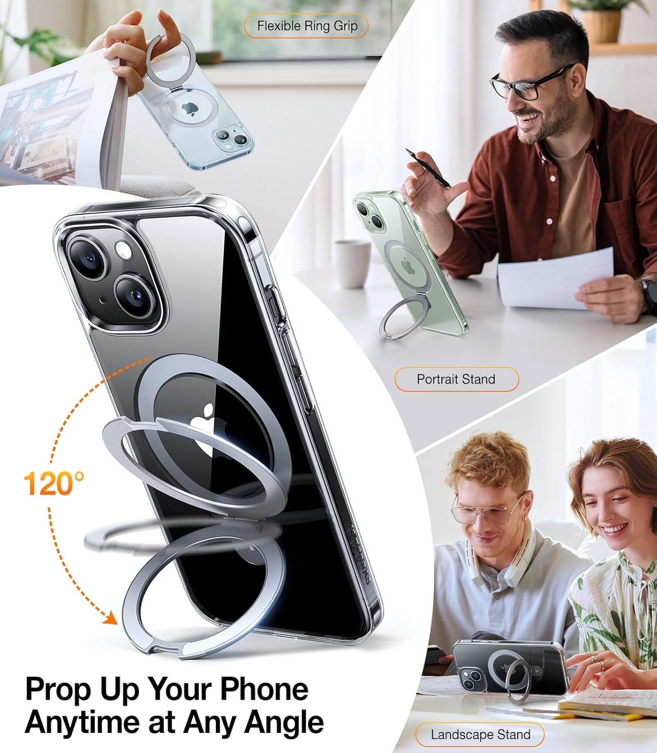 image:imageTORRAS Magnetic Kickstand for iPhone 13 iPhone 14 Case Compatible with MagSafeSturdy amp Versatile Stand MilitaryGrade Shockproof Translucent Slim Protective AntiFingerprint AntiScratch BlackCrystal Clear