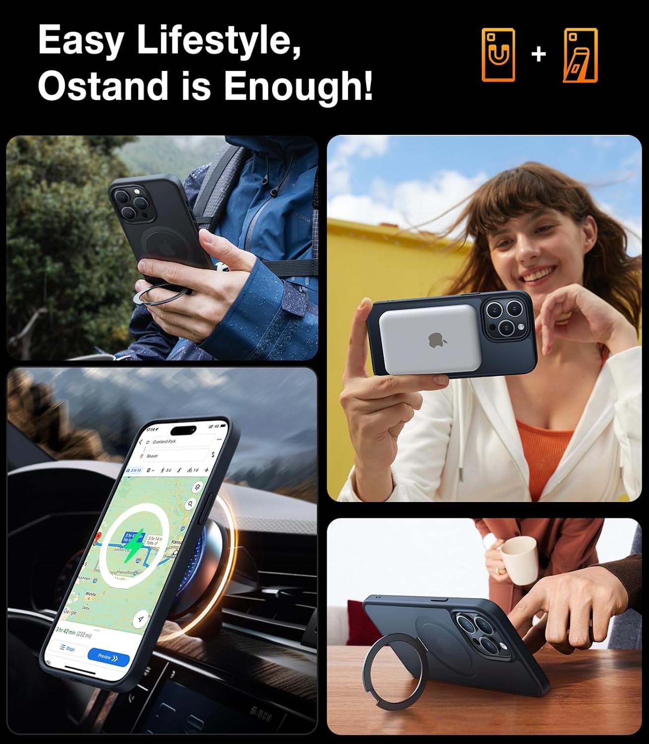 image:imageTORRAS Magnetic Kickstand for iPhone 13 iPhone 14 Case Compatible with MagSafeSturdy amp Versatile Stand MilitaryGrade Shockproof Translucent Slim Protective AntiFingerprint AntiScratch BlackBlack