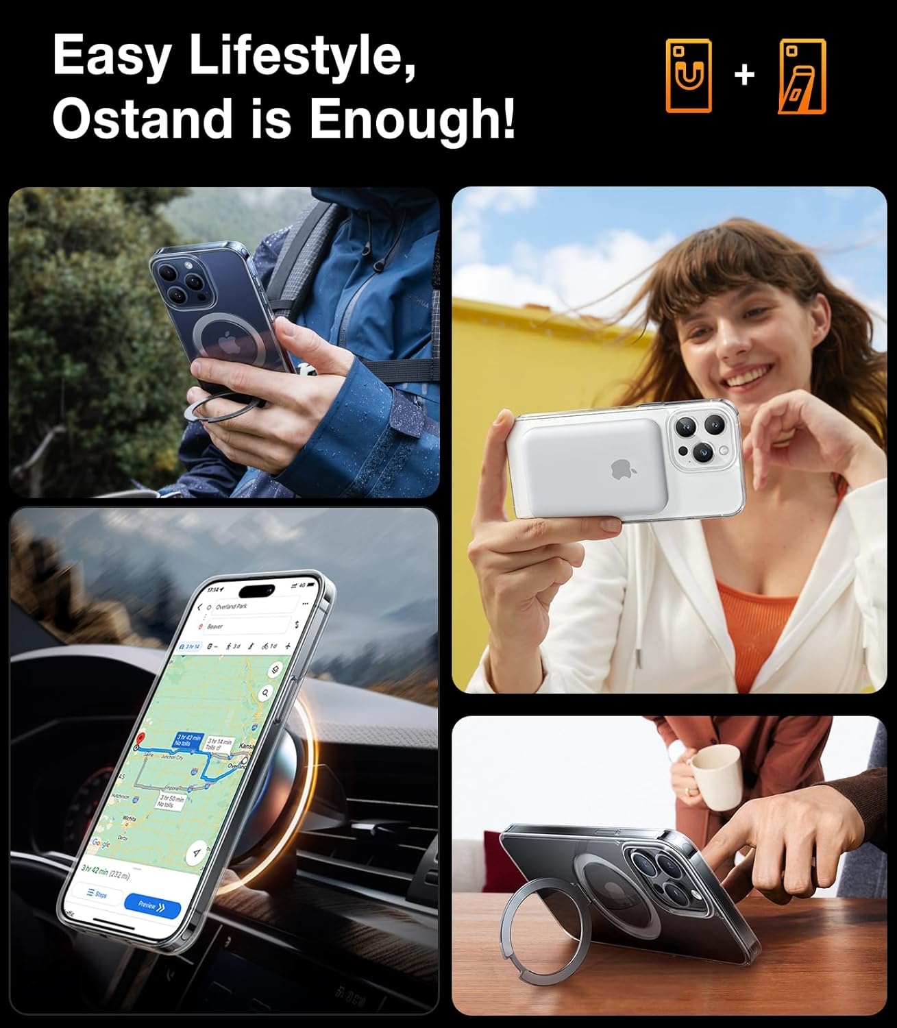 image:imageTORRAS Magnetic Kickstand for iPhone 13 iPhone 14 Case Compatible with MagSafeSturdy amp Versatile Stand MilitaryGrade Shockproof Translucent Slim Protective AntiFingerprint AntiScratch BlackCrystal Clear