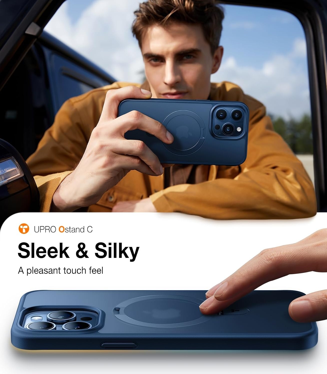 image:imageTORRAS Magnetic Kickstand for iPhone 13 iPhone 14 Case Compatible with MagSafeSturdy amp Versatile Stand MilitaryGrade Shockproof Translucent Slim Protective AntiFingerprint AntiScratch BlackNavy Blue