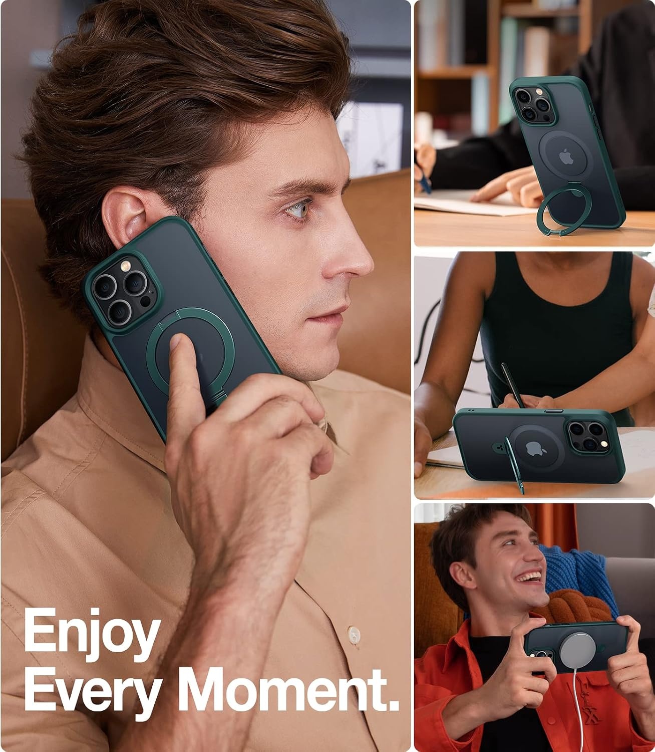 image:imageTORRAS Magnetic Ostand for iPhone 12 Pro Max Case Compatible with Magsafe with Stand MILGrade Drop Protection Shockproof Matte Back Slim Protective Case for iPhone 12 Pro Max Phone Case Green