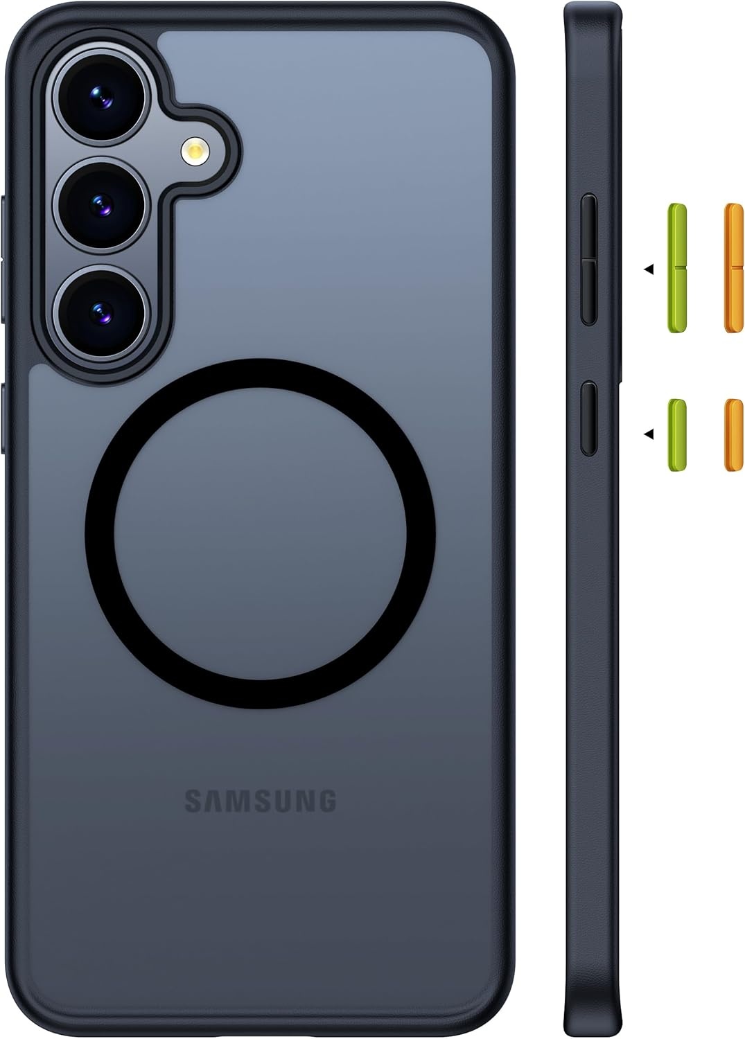 image:imageTORRAS Magnetic Shockproof for Samsung Galaxy S24 Ultra Case 18N Strong Magnetic 12 FT MilGrade Protection Compatible with MagSafe Protective Translucent Matte Slim Case Guardian Mag GrayBlack