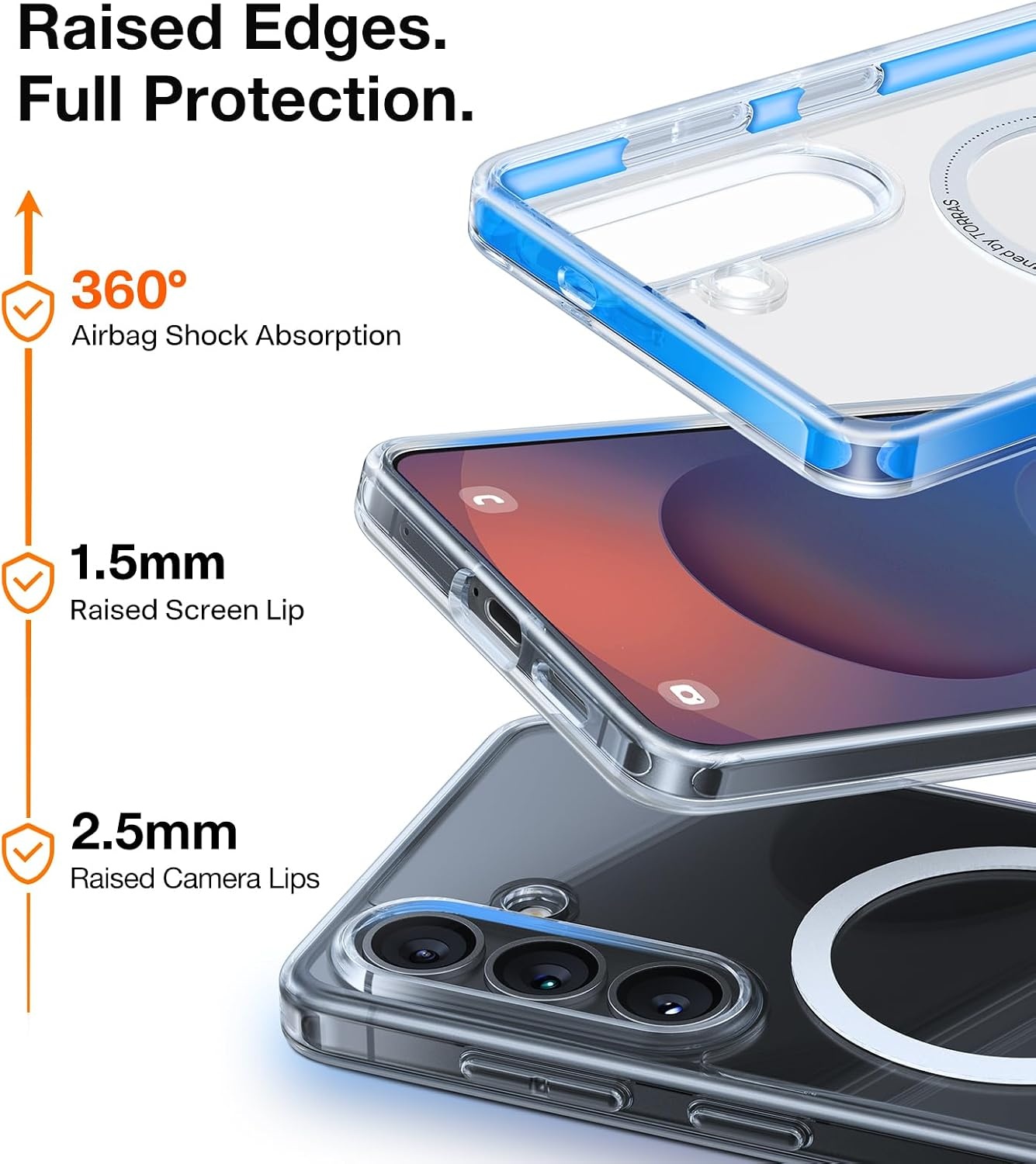 image:imageTORRAS Magnetic Shockproof for Samsung Galaxy S24 Ultra Case 18N Strong Magnetic 12 FT MilGrade Protection Compatible with MagSafe Protective Translucent Matte Slim Case Guardian Mag GrayClear