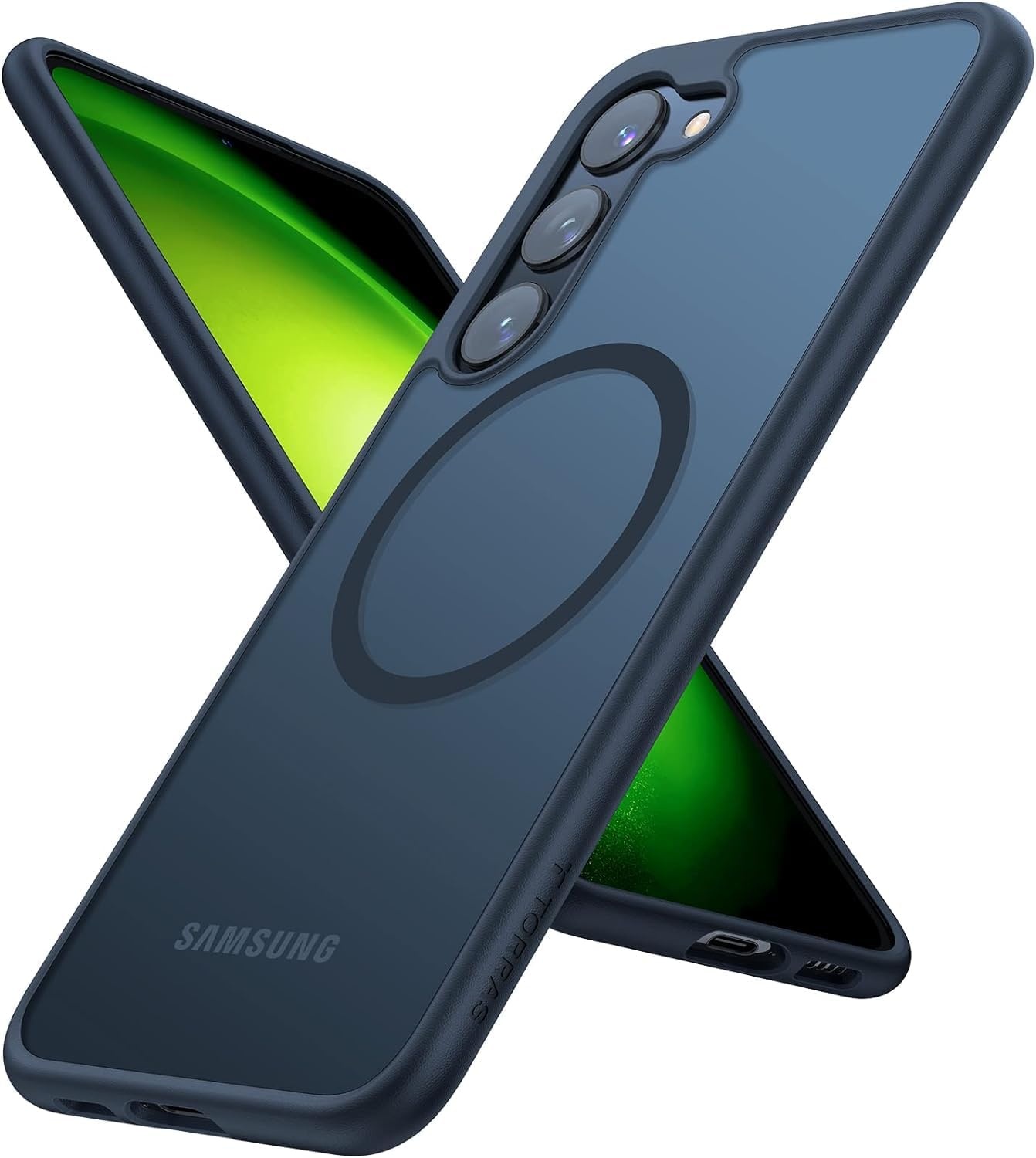 image:imageTORRAS Magnetic Shockproof for Samsung Galaxy S24 Ultra Case 18N Strong Magnetic 12 FT MilGrade Protection Compatible with MagSafe Protective Translucent Matte Slim Case Guardian Mag GrayBlack