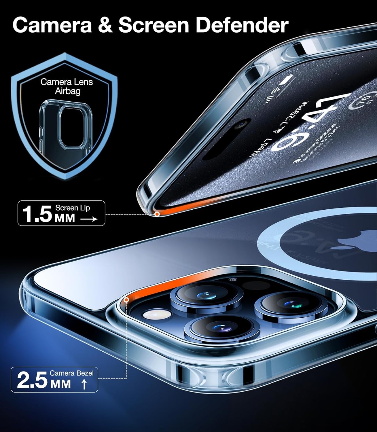image:imageTORRAS Magnetic Shockproof for iPhone 12 Pro CaseiPhone 12 Case MilitaryGrade Drop Tested Compatible with MagSafe Translucent Slim Protective AntiScratch BlackClear Blue