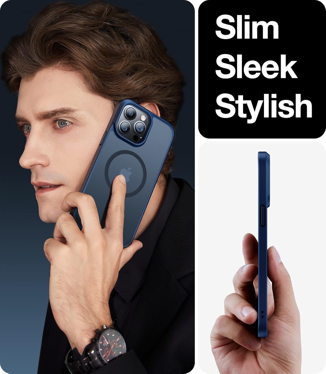 image:imageTORRAS Magnetic Shockproof for iPhone 12 Pro CaseiPhone 12 Case MilitaryGrade Drop Tested Compatible with MagSafe Translucent Slim Protective AntiScratch BlackBlue