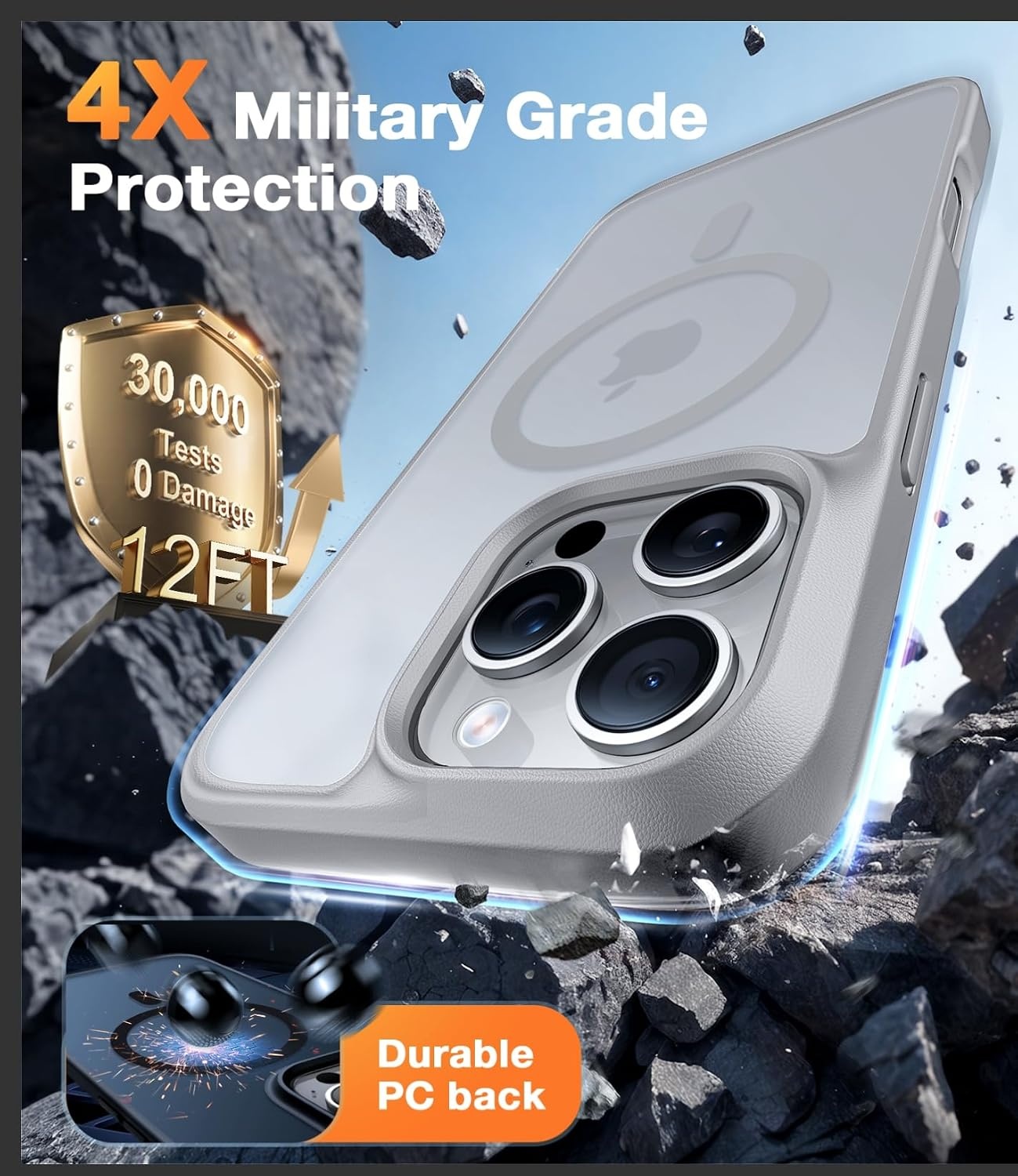 image:imageTORRAS Magnetic Shockproof for iPhone 12 Pro CaseiPhone 12 Case MilitaryGrade Drop Tested Compatible with MagSafe Translucent Slim Protective AntiScratch BlackGrey