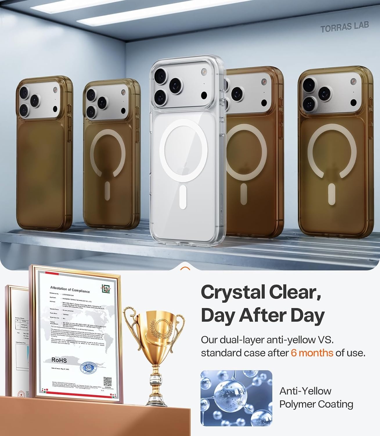 image:imageTORRAS Magnetic Shockproof for iPhone 12 Pro CaseiPhone 12 Case MilitaryGrade Drop Tested Compatible with MagSafe Translucent Slim Protective AntiScratch BlackClear