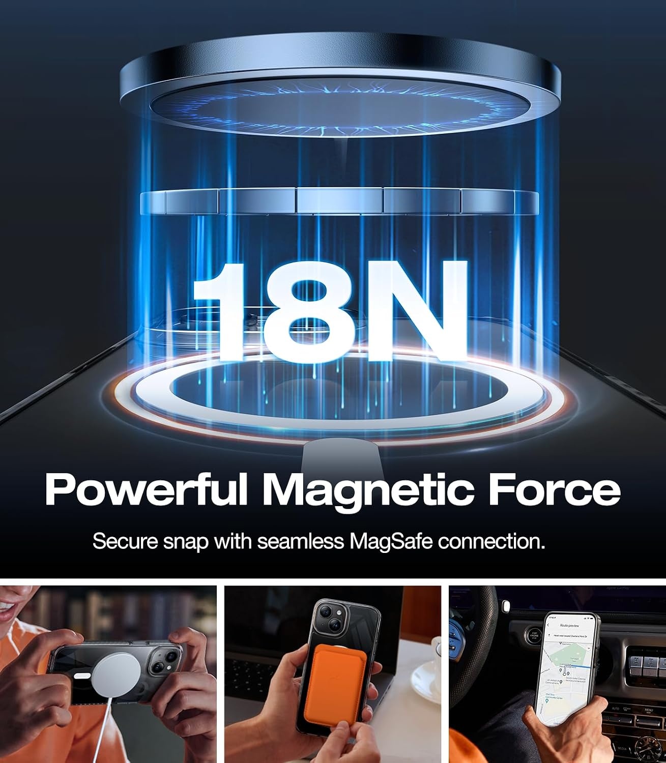image:imageTORRAS Magnetic Shockproof for iPhone 15 Case ClearMilitary Grade Drop TestedCompatible with MagSafeNonYellowing Cushion AntiScratch Back Slim Protective Cover for iPhone 15 Case Clear3Black