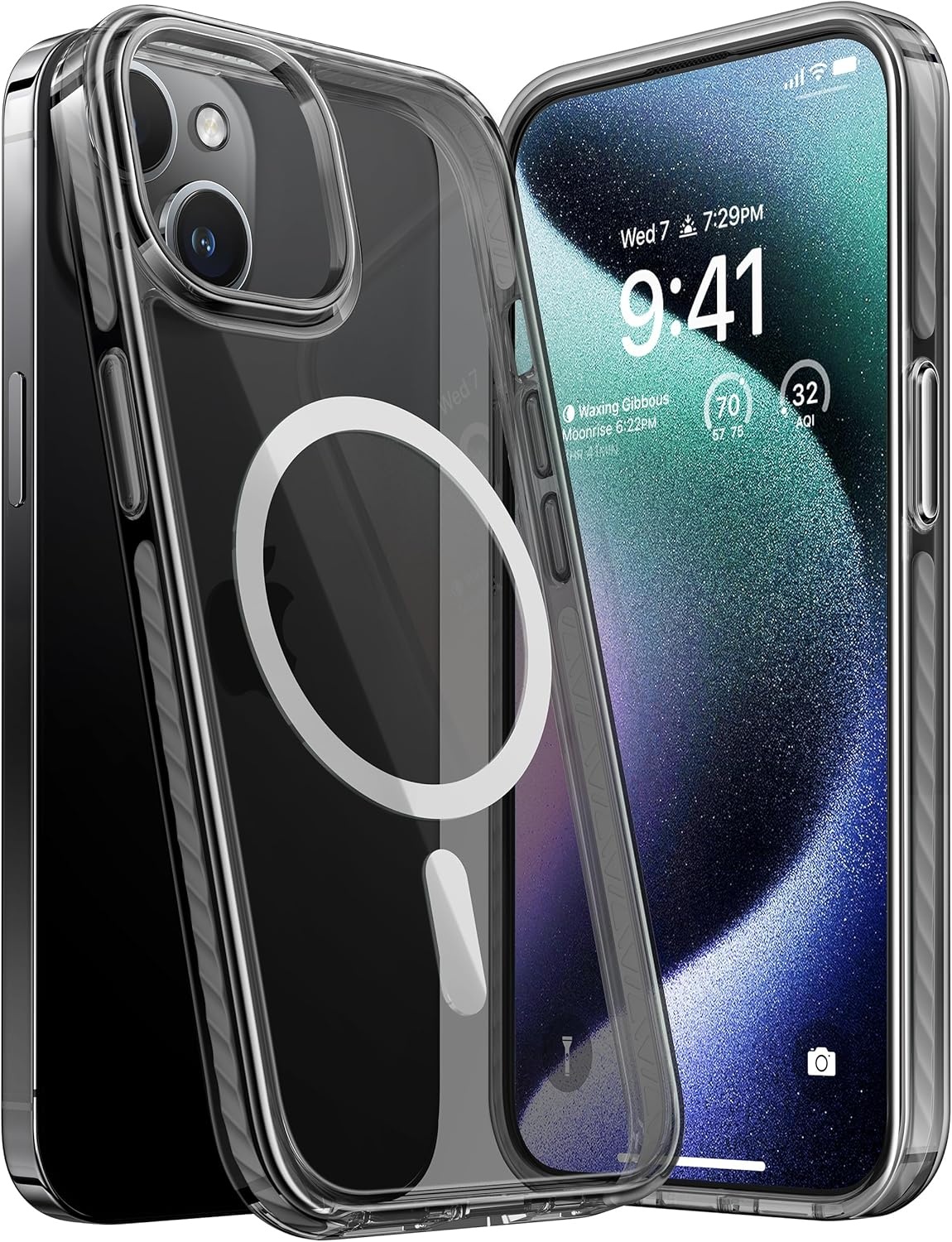 image:imageTORRAS Magnetic Shockproof for iPhone 15 Case ClearMilitary Grade Drop TestedCompatible with MagSafeNonYellowing Cushion AntiScratch Back Slim Protective Cover for iPhone 15 Case Clear3Black