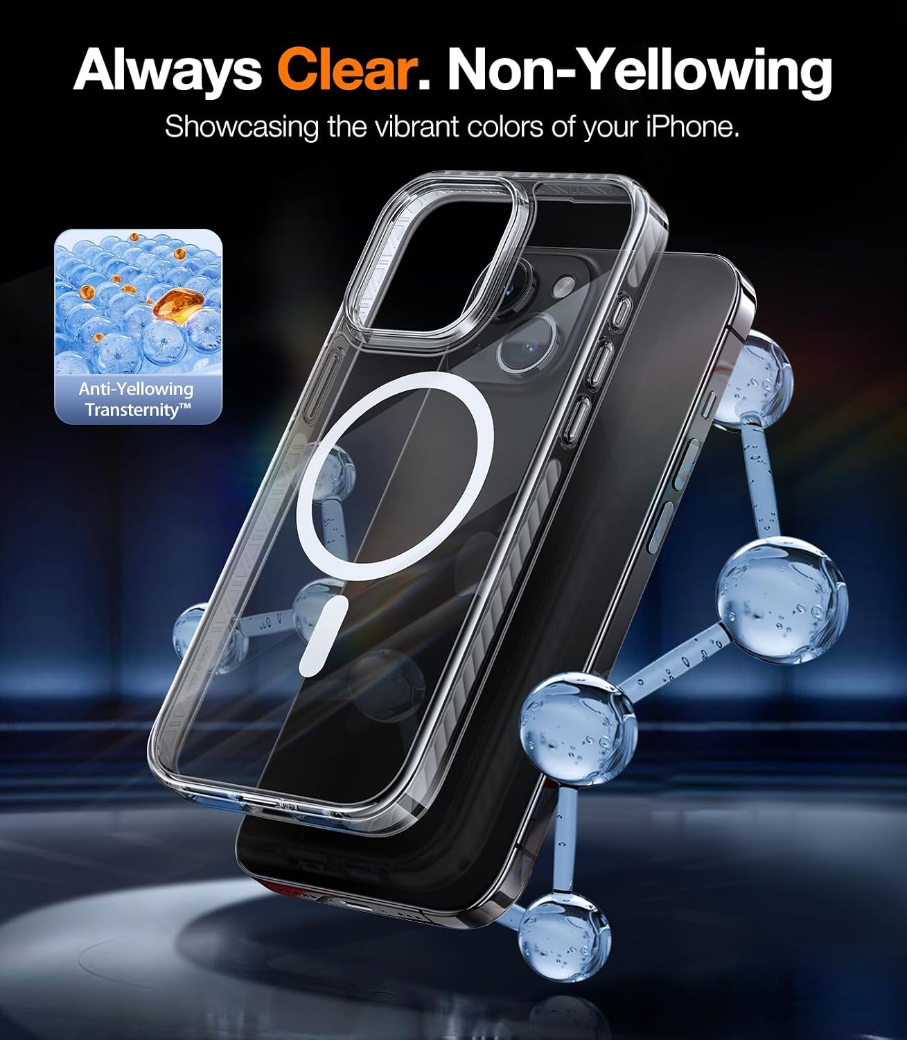 image:imageTORRAS Magnetic Shockproof for iPhone 15 Case ClearMilitary Grade Drop TestedCompatible with MagSafeNonYellowing Cushion AntiScratch Back Slim Protective Cover for iPhone 15 Case Clear3Black