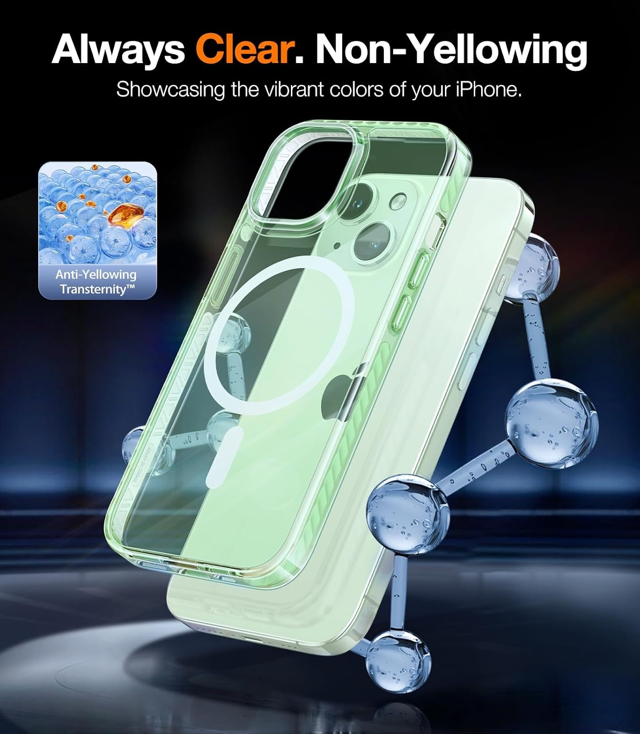 image:imageTORRAS Magnetic Shockproof for iPhone 15 Case ClearMilitary Grade Drop TestedCompatible with MagSafeNonYellowing Cushion AntiScratch Back Slim Protective Cover for iPhone 15 Case Clear4Green
