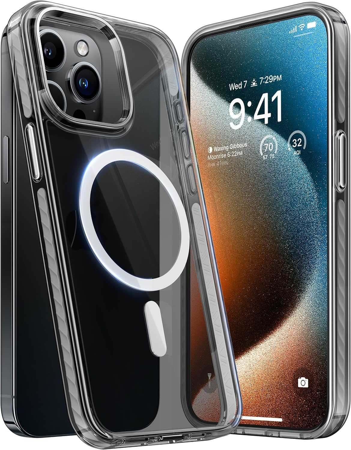 image:imageTORRAS Magnetic Shockproof for iPhone 15 Case ClearMilitary Grade Drop TestedCompatible with MagSafeNonYellowing Cushion AntiScratch Back Slim Protective Cover for iPhone 15 Case Clear3Black