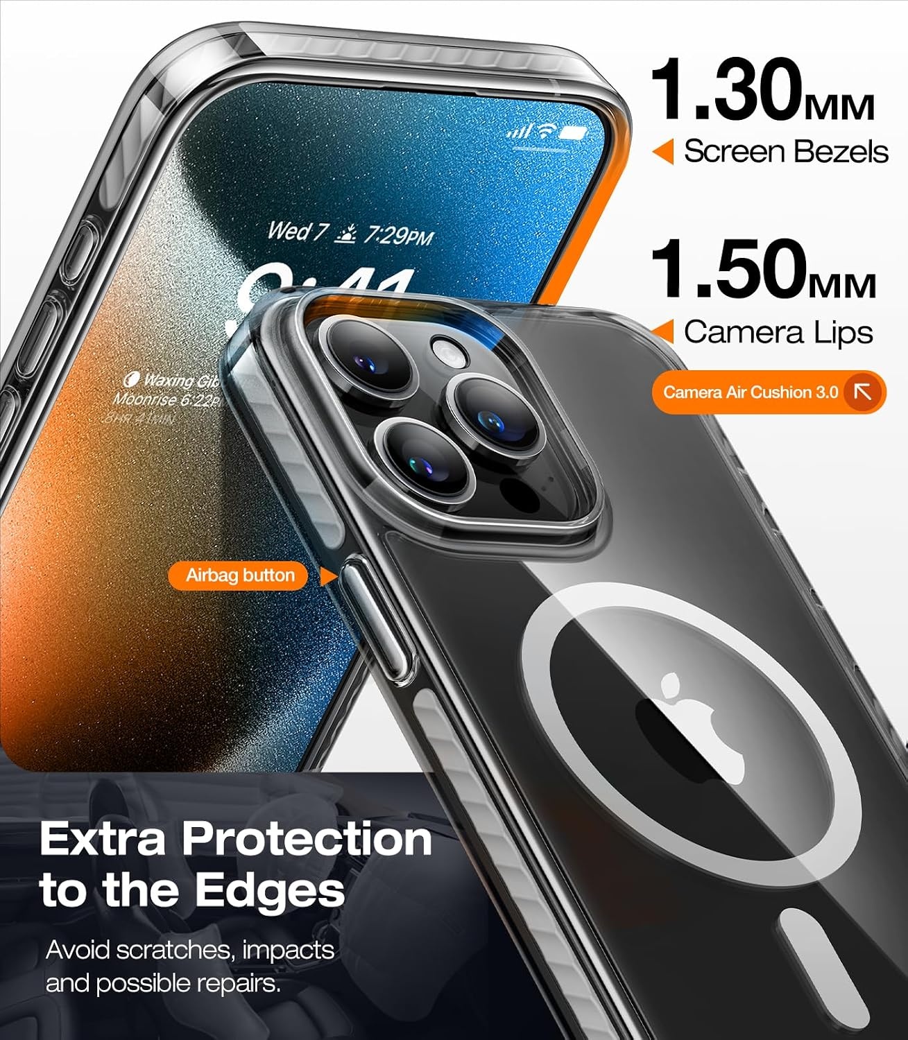 image:imageTORRAS Magnetic Shockproof for iPhone 15 Case ClearMilitary Grade Drop TestedCompatible with MagSafeNonYellowing Cushion AntiScratch Back Slim Protective Cover for iPhone 15 Case Clear3Black