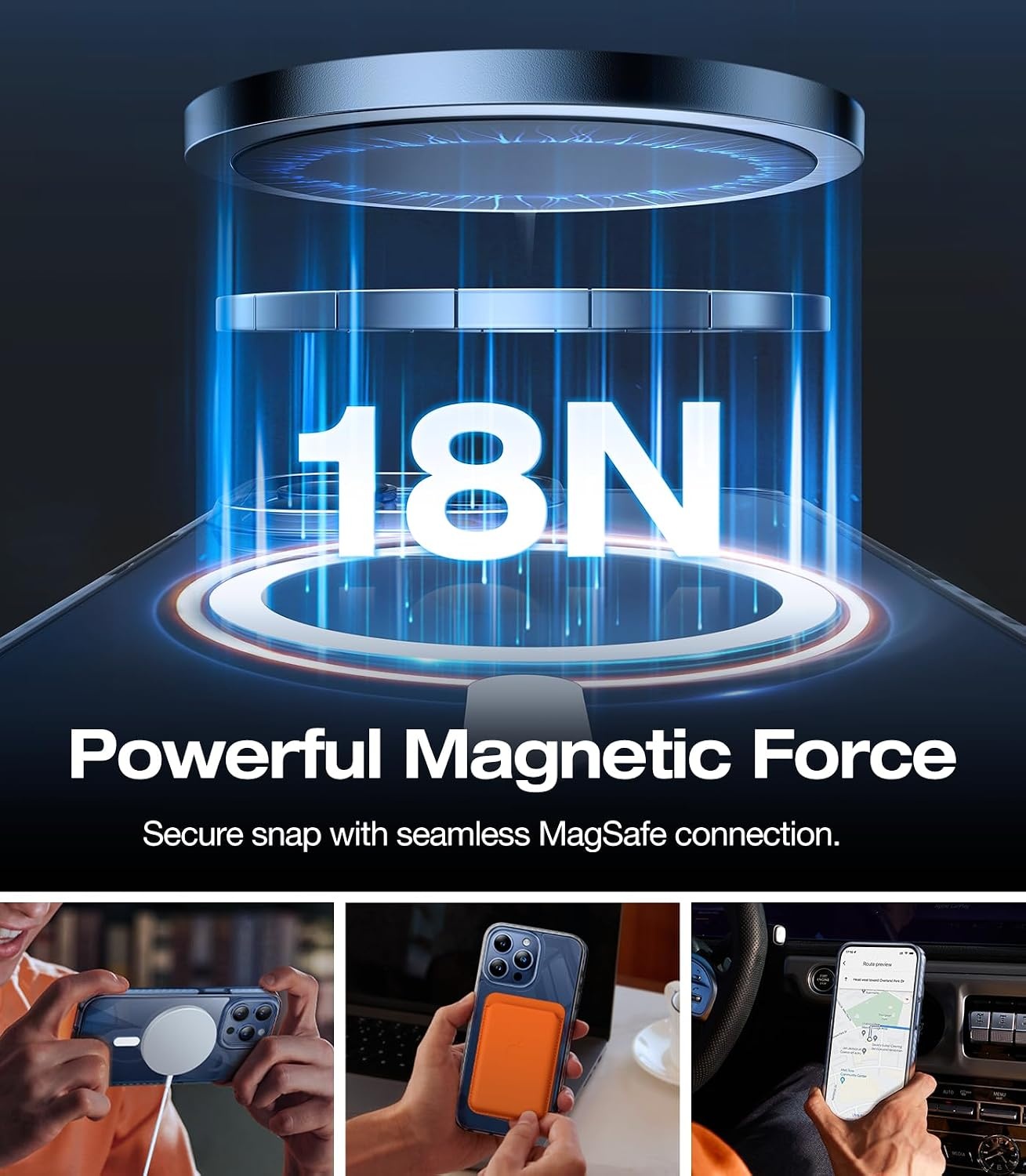 image:imageTORRAS Magnetic Shockproof for iPhone 15 Case ClearMilitary Grade Drop TestedCompatible with MagSafeNonYellowing Cushion AntiScratch Back Slim Protective Cover for iPhone 15 Case Clear2Blue