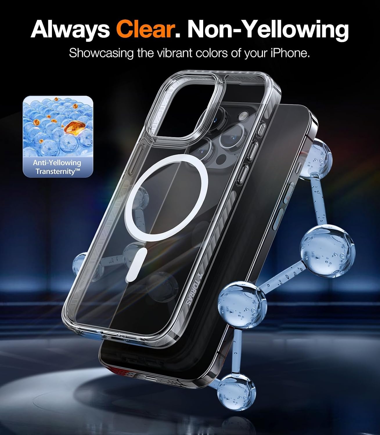 image:imageTORRAS Magnetic Shockproof for iPhone 15 Case ClearMilitary Grade Drop TestedCompatible with MagSafeNonYellowing Cushion AntiScratch Back Slim Protective Cover for iPhone 15 Case Clear3Black