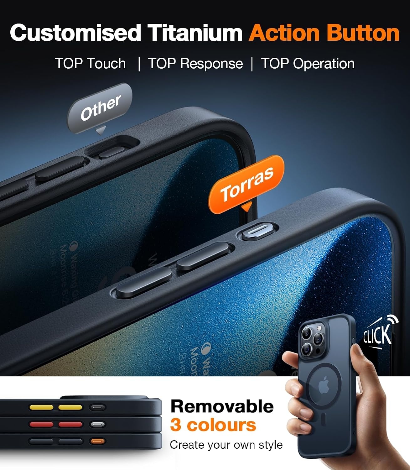 image:imageTORRAS Magnetic Shockproof for iPhone 16 Pro Max Case Fit for MagSafe MilitaryGrade Drop Tested Translucent Slim Protective for iPhone 16 Pro Max Case AntiFingerprint AntiScratch BlackBlack