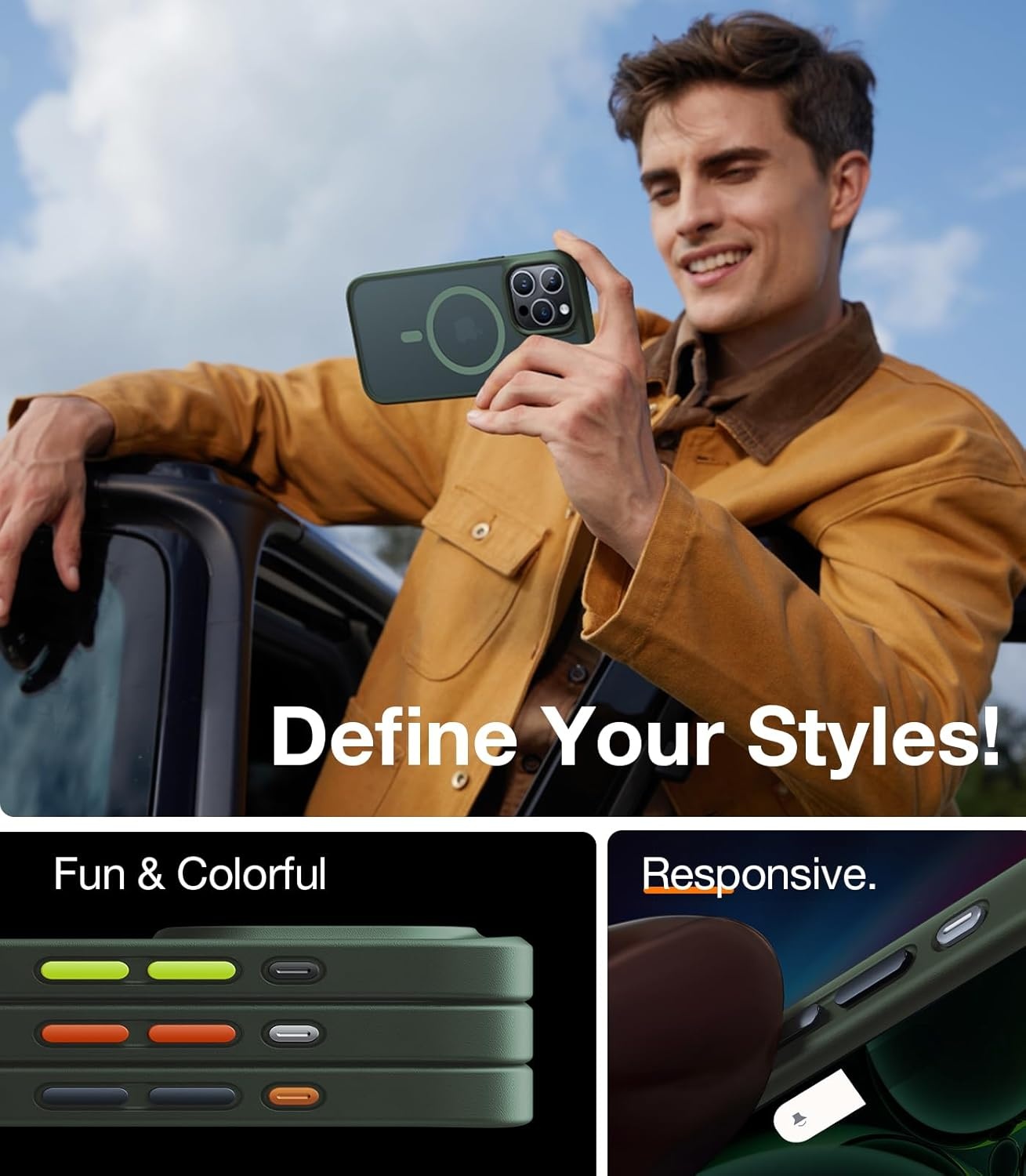 image:imageTORRAS Magnetic Shockproof for iPhone 16 Pro Max Case Fit for MagSafe MilitaryGrade Drop Tested Translucent Slim Protective for iPhone 16 Pro Max Case AntiFingerprint AntiScratch BlackGreen