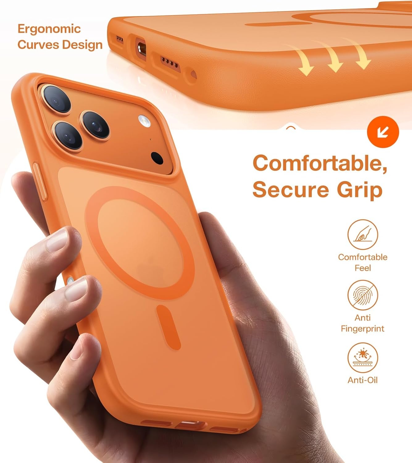 image:imageTORRAS Magnetic Shockproof for iPhone 16 Pro Max Case Fit for MagSafe MilitaryGrade Drop Tested Translucent Slim Protective for iPhone 16 Pro Max Case AntiFingerprint AntiScratch BlackCosmic Orange